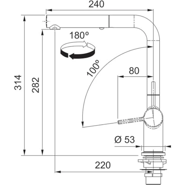 FRANKE Active L Window, Küchenarmatur mit hohem Auslauf, umlegbar, wassersparend, reversible Installation, inkl. flexible Anschlussschläuche – Bild 2