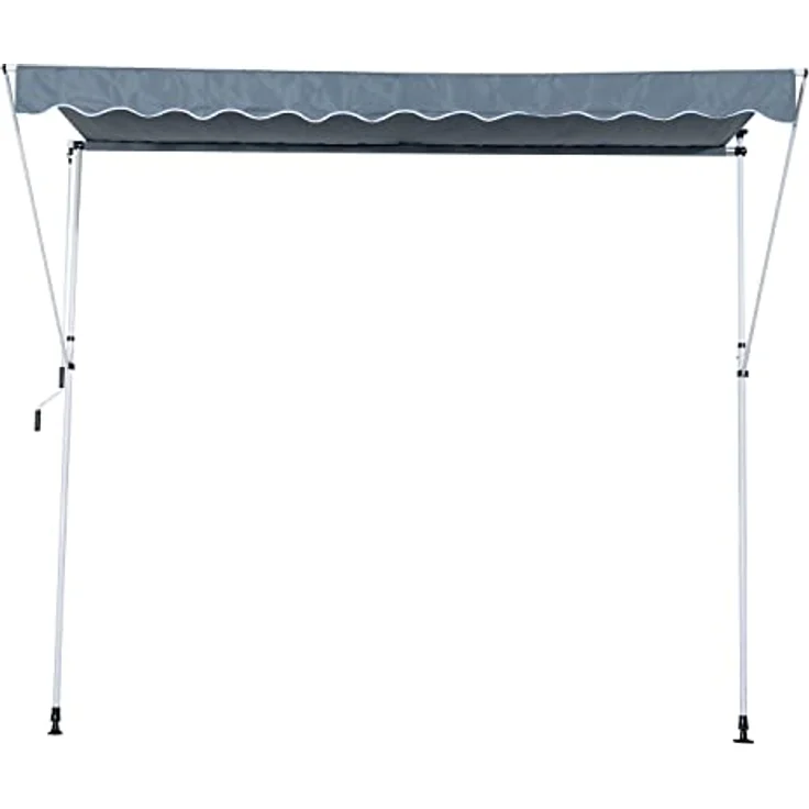 Outsunny Markise Gelenkarmmarkise Klemmmarkise Höhenverstellbar Sonnenschutz Faltarm Handkurbel Balkon Alu Grau 300 x 150cm – Bild 5