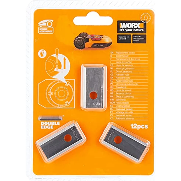 WORX WA0190 Landroid Ersatzmesser - original Ersatzklingen für alle Landroid Mähroboter  WORX Zubehör Set aus 12 Rasenmäher Klingen & 12 Befestigungsschrauben – Bild 2