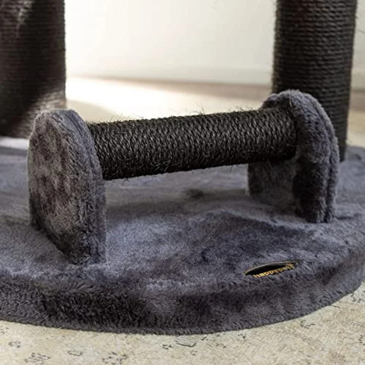 HAPPYPET Kratzbaum für Katzen groß 181 cm hoch - Stabiler Kletterbaum Katzenbaum, Dicke Stämme mit 11 cm, Haus & Spieltunnel, große Liegemulden, Spietau mit Kratzrolle, Anthrazit – Bild 5