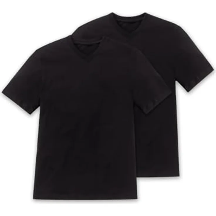 Schiesser Herren Shirt American, Schwarz, im Doppelpack, Größe XXL, komfortabel und maskulin