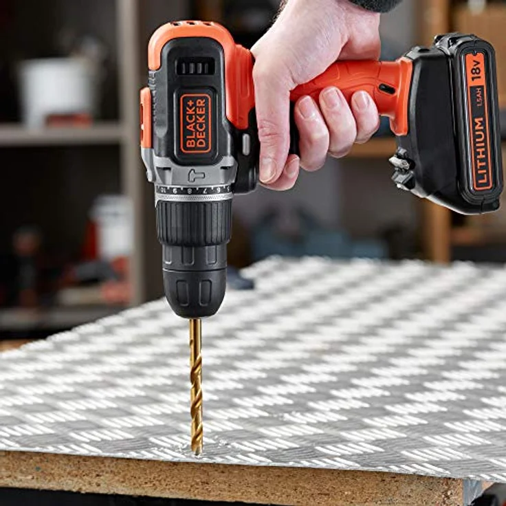 Black+Decker BCD003C2K-QW Hammerbohrer, 18 V, 21.000 ipm, inkl. 2 Lithium-Batterien, 1,3 Ah und Koffer – Bild 6