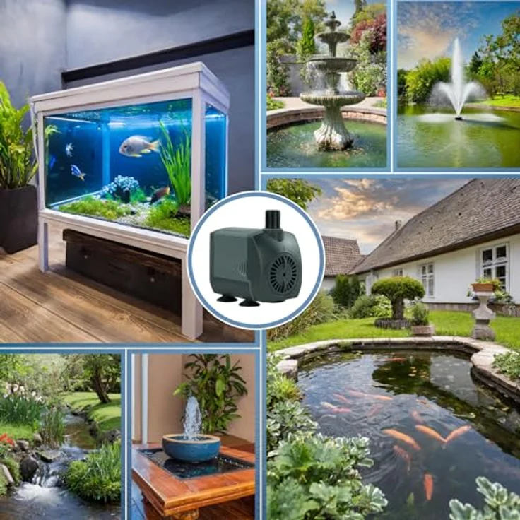 KERRY Salz-Wasserpumpe KEP750N – 700 L/H | nur 10 Watt | 10m Kabel | 140 cm Förderhöhe | schwarz/graue Teichpumpe/Aquariumpumpe/Springbrunnen-Pumpe – Bild 10