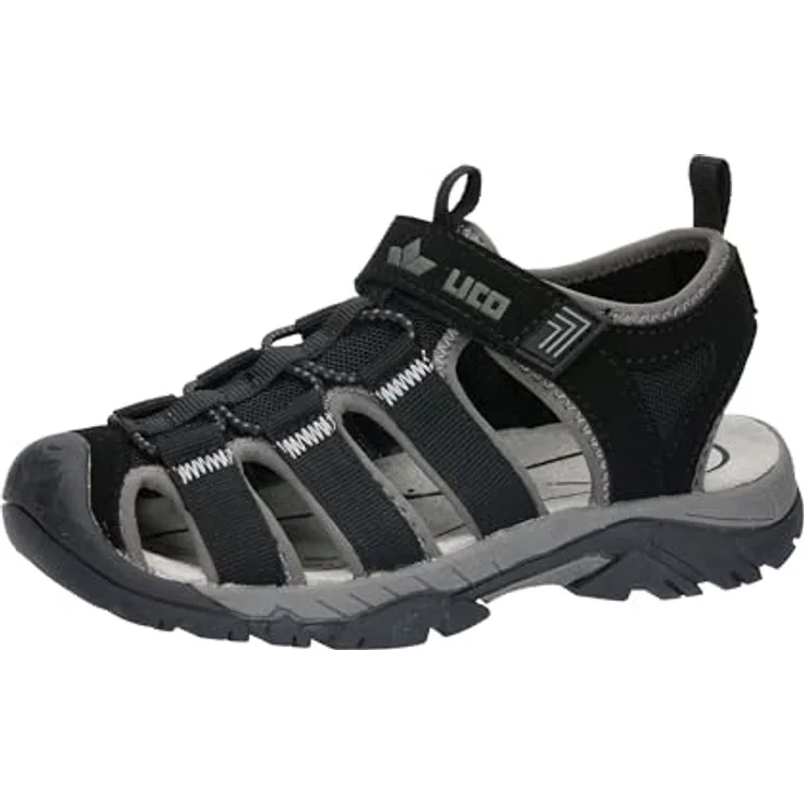Lico Janto VS, Sicherheitssandalen für Jungen, Schwarz, Größe 33, flexibles Design mit Klettverschluss und rutschfester Laufsohle