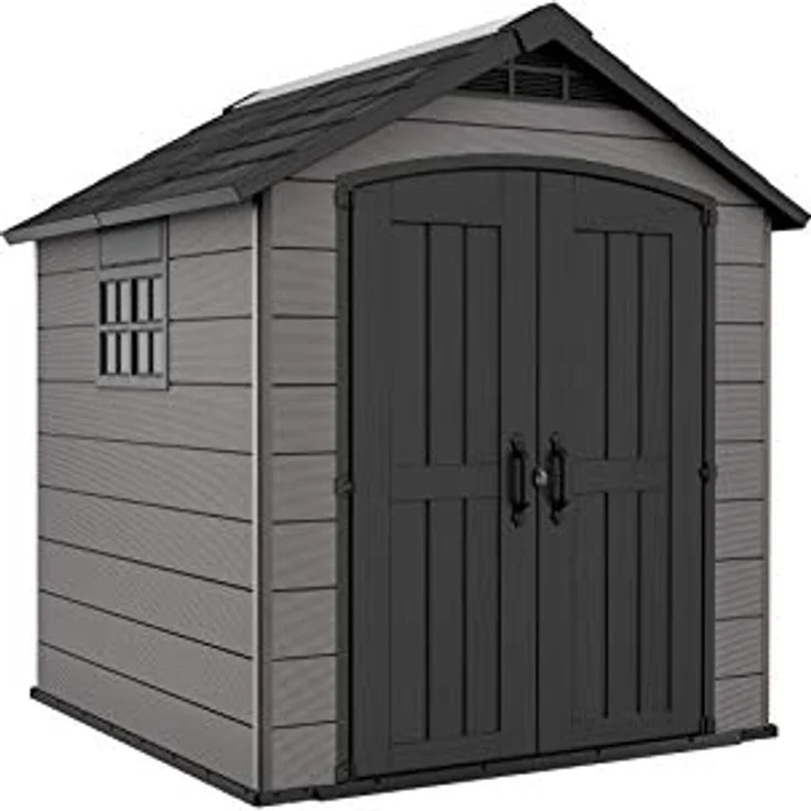 Keter Premier Apex Gartenhaus, Grau, 2,3 x 2,1 m, Ideale Outdoor-Aufbewahrungslösung – Bild 1