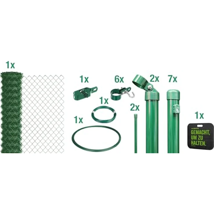 Alberts 697044 Maschendrahtzaun Komplettset zum Einbetonieren, grün, Höhe 100 cm, Länge 15 m, inkl. Kniekissen und Zubehör – Bild 2