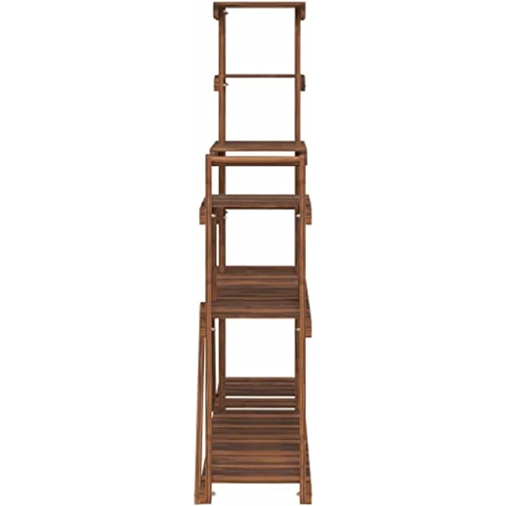 vidaXL Blumenständer, Pflanzständer 110x25x111 cm Massivholz Tanne, karbonisiertes Braun – Bild 6