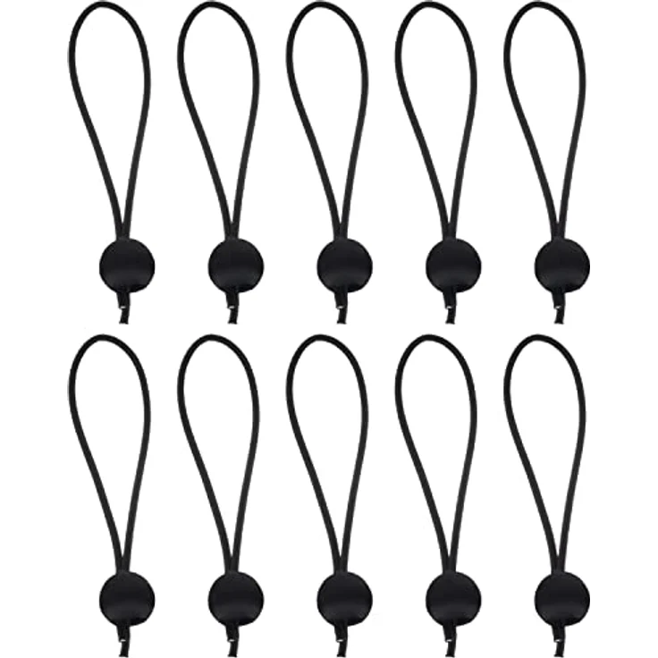 MT MALATEC Spanngummi Planenspanner mit Kugel, Set aus 10 Stück, schwarz, universell einsetzbar für Zelte und Planen – Bild 1