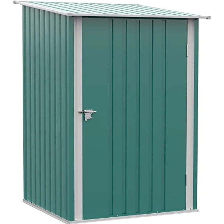 Outsunny Metall Gerätehaus, Geräteschuppen 0,92 m² mit Pultdach und abschließbarer Tür, grün, für Garten und Außenbereich