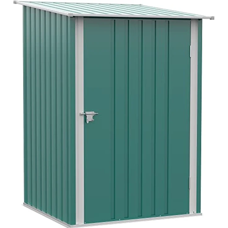 Outsunny Metall Gerätehaus, Geräteschuppen 0,92 m² mit Pultdach und abschließbarer Tür, grün, für Garten und Außenbereich – Bild 1