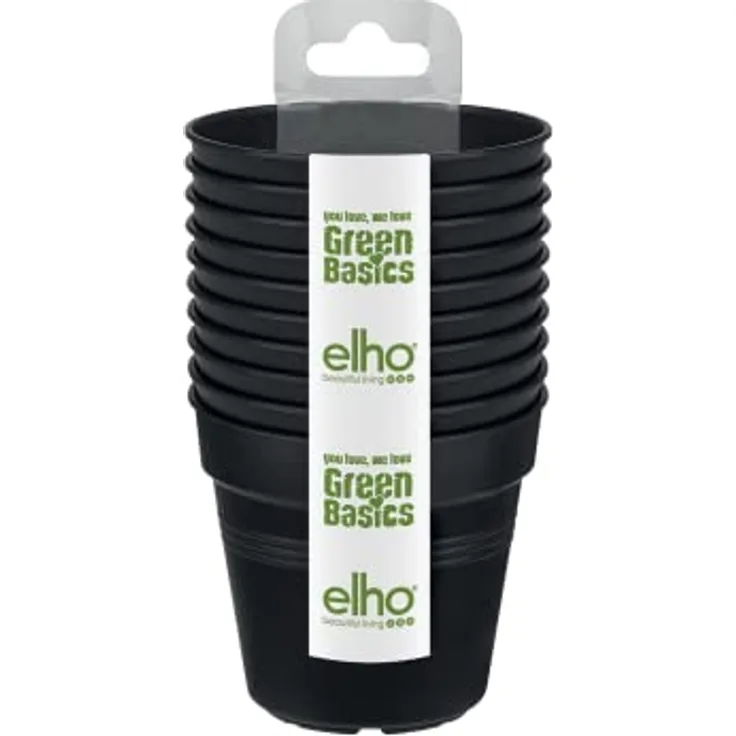 elho Green Basics Anzuchttopf 8 - Growpot für Züchten und Ernten - Ø 7.5 x H 12.0 cm - Schwarz/Living Schwarz