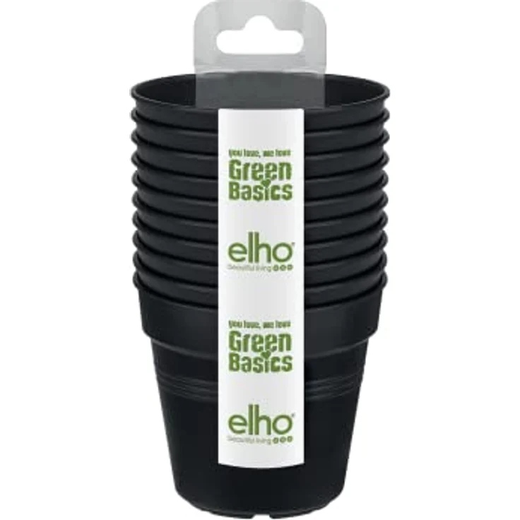 elho Green Basics Anzuchttopf 8 - Growpot für Züchten und Ernten - Ø 7.5 x H 12.0 cm - Schwarz/Living Schwarz – Bild 1