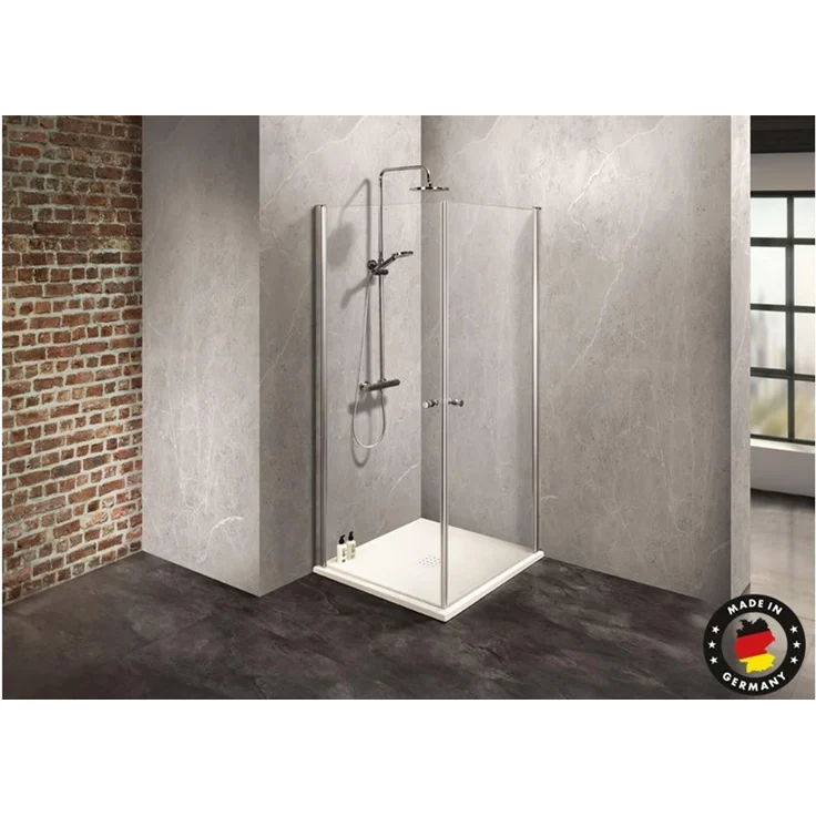Dusbad Vital 2, Duschkabine mit Pendeltür und Duschwand aus 6 mm ESG-Glas, chromoptisch, bodeneben, 90 cm, 100 cm oder 202,5 cm