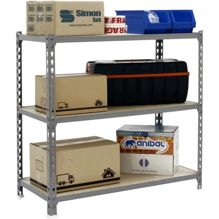 Simonrack Maderclick SuperPlus Metallregal, 3 Böden, Traglast 200 kg pro Boden, Stecksystem, Grau – Bild 8