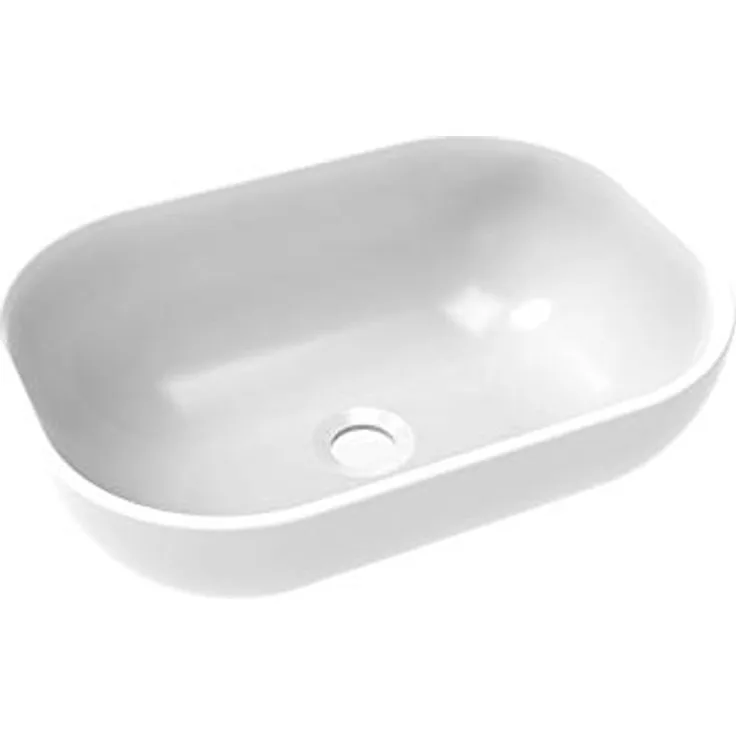 BAIKAL, Waschbecken aus Keramik auf Arbeitsfläche, oval, ideal für Badezimmermöbel und alle Arten von Toiletten, Waschbecken, ohne Wasserhahnloch 45 cm, weiß oval