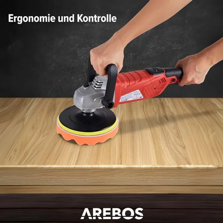 Arebos Poliermaschine Exzenter 2100W, 0-3300 U/min, ergonomisches Design, umfangreiches Zubehör – Bild 6