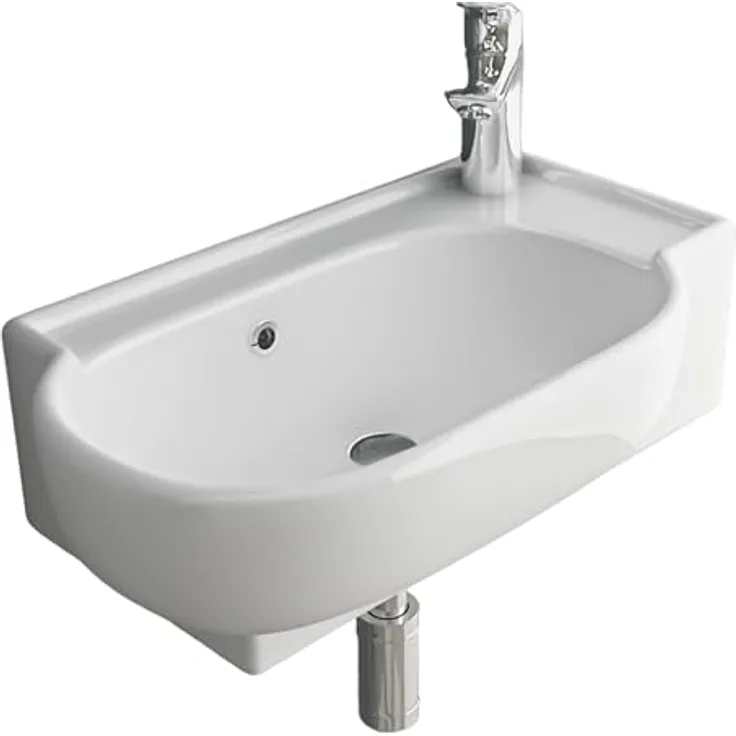 Alpenberger Waschbecken Bad Waschtisch 45 cm Breit Eckig Oval | Handwaschbecken Kleines Waschbecken Gäste WC & Badezimmer | Hängewaschbecken für Waschplätze | Gästewaschbecken Schmal Mini Waschbecken