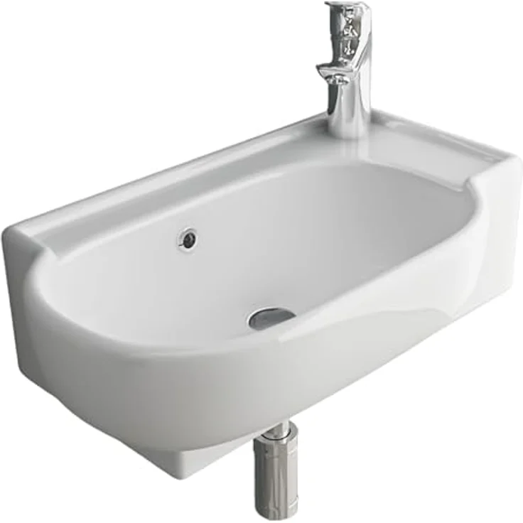 Alpenberger Waschbecken Bad Waschtisch 45 cm Breit Eckig Oval | Handwaschbecken Kleines Waschbecken Gäste WC & Badezimmer | Hängewaschbecken für Waschplätze | Gästewaschbecken Schmal Mini Waschbecken – Bild 1