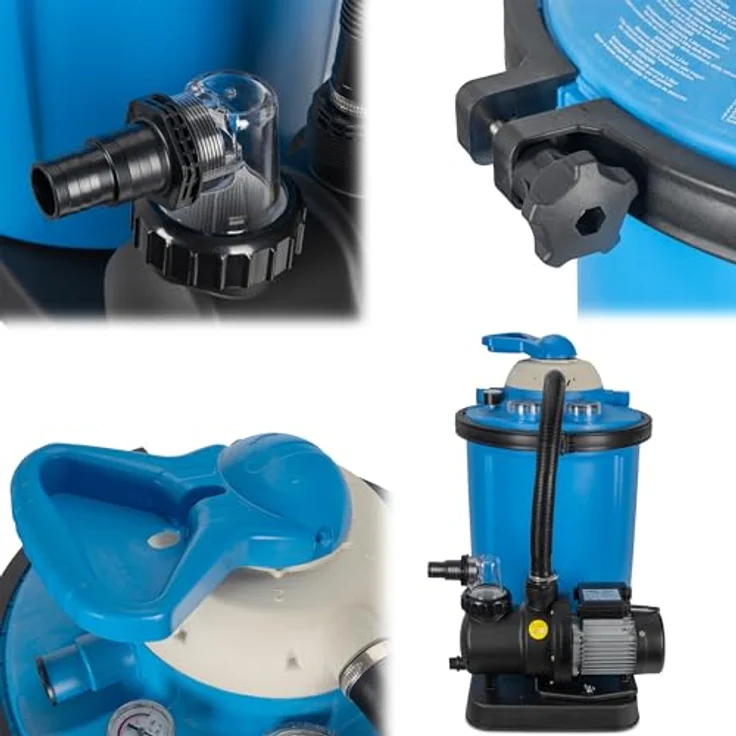 COIL Pool-Filterpumpe 19000 l/h, Sandfilter mit 7-Wege-Ventil und 75 kg Sandbehälter, für Aufstellpools bis 82 m³ – Bild 6
