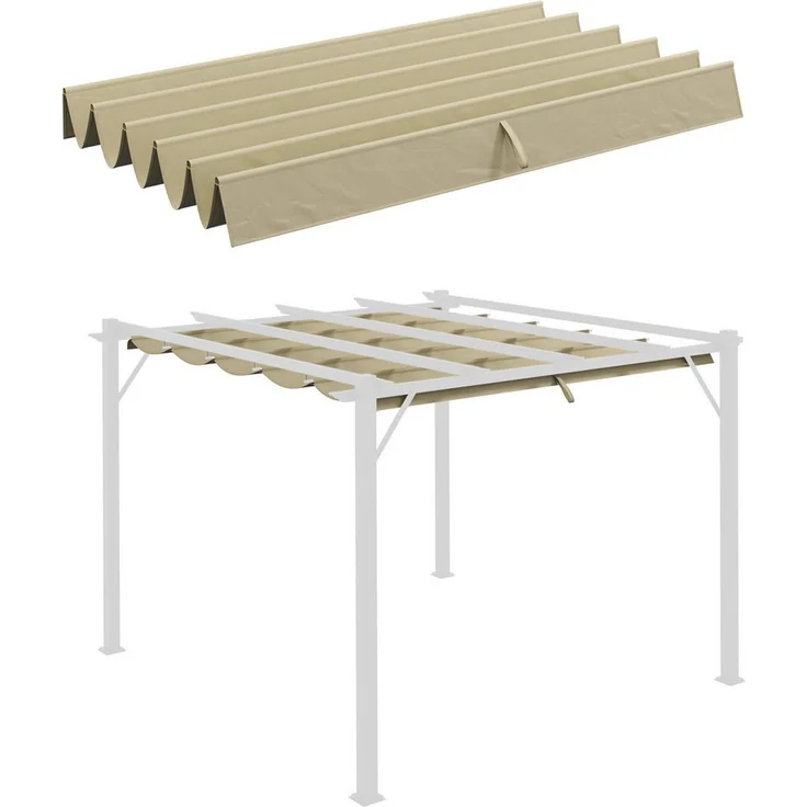 Outsunny Pavillon-Ersatzdach für 3 x 3 m Pergola mit Regenabflusslöchern, 180 g/m², 250 x 255 cm, Beige – Bild 1