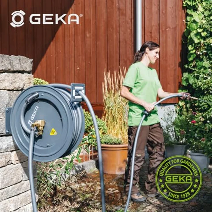GEKA Schlauchaufroller PA 20 SK für Wasser mit automatischem Rückzug und Schlauchschutz, 3/4 Zoll GEKA, pulv.STA Gehäuse, Schlauchboxen – Bild 7