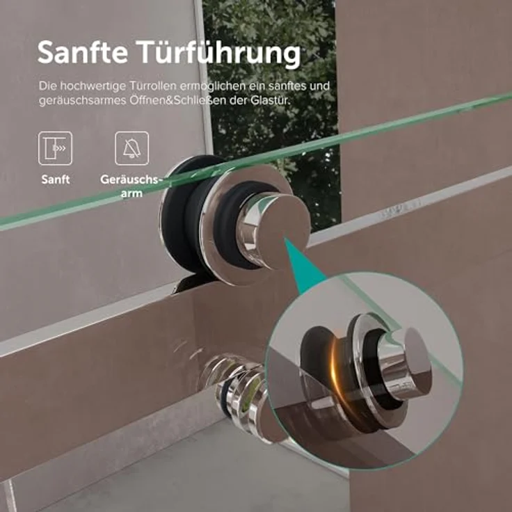 doporro Dusch-Schiebetür Duschtür Nischentür Duschabtrennung Duschkabine Klarglas Teramo4, 105x195 cm, Einscheibensicherheitsglas – Bild 4