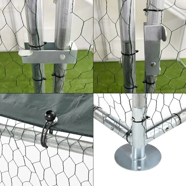 pro.tec Freigehege »Wels« 3 x 2 x 2 m, Kleintiergehege mit Sonnendach, UV-beständig, silber-grün – Bild 6