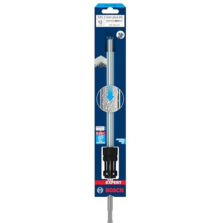 Bosch EXPERT SDS Clean plus-8X Hammerbohrer, Ø 12,00 mm, Staubreduzierung im Vergleich zum EXPERT SDS plus-7X, für chemische Verankerungen, Professional Zubehör Bohrhammer – Bild 2