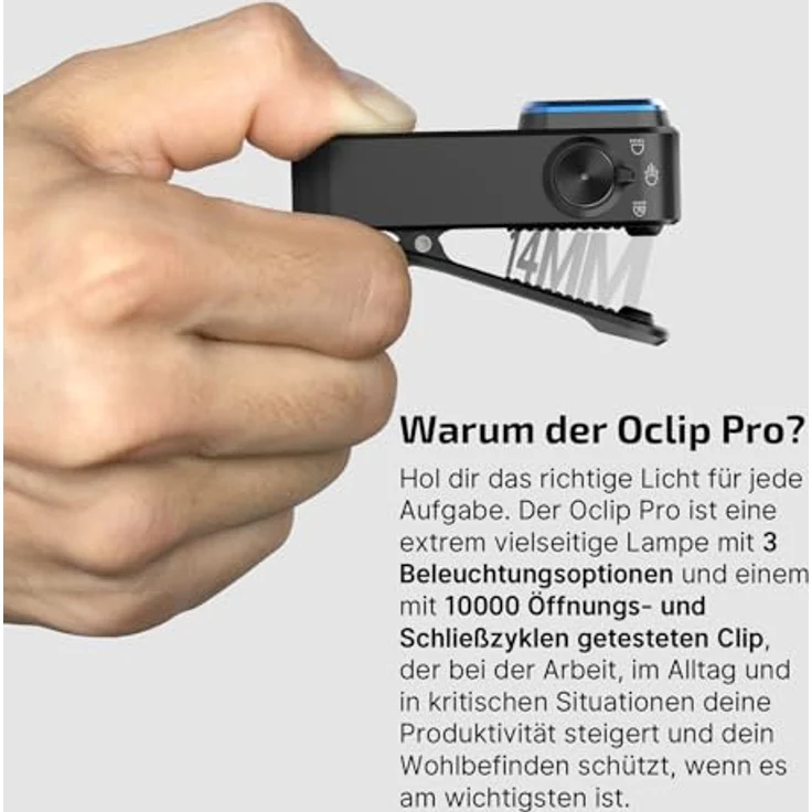 OLIGHT Oclip Pro Mini LED Taschenlampe, 500 Lumen, USB-C wiederaufladbar, Flutlicht, fokussiertes Licht, Rotlicht, wasserdicht IPX6, kompakte Clip Lampe für Camping und Notfälle – Bild 5