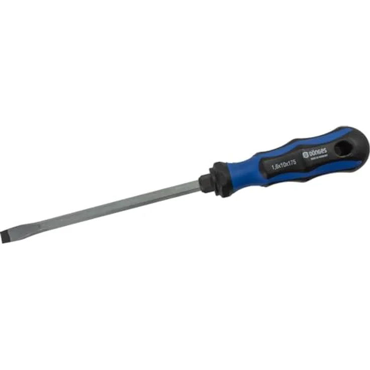Dönges Schlitz-Schraubendreher 14,0 mm mit Sechskantklinge und 2K-Griff, 250 mm, Chrom-Vanadium-Stahl, schwarze Spitze
