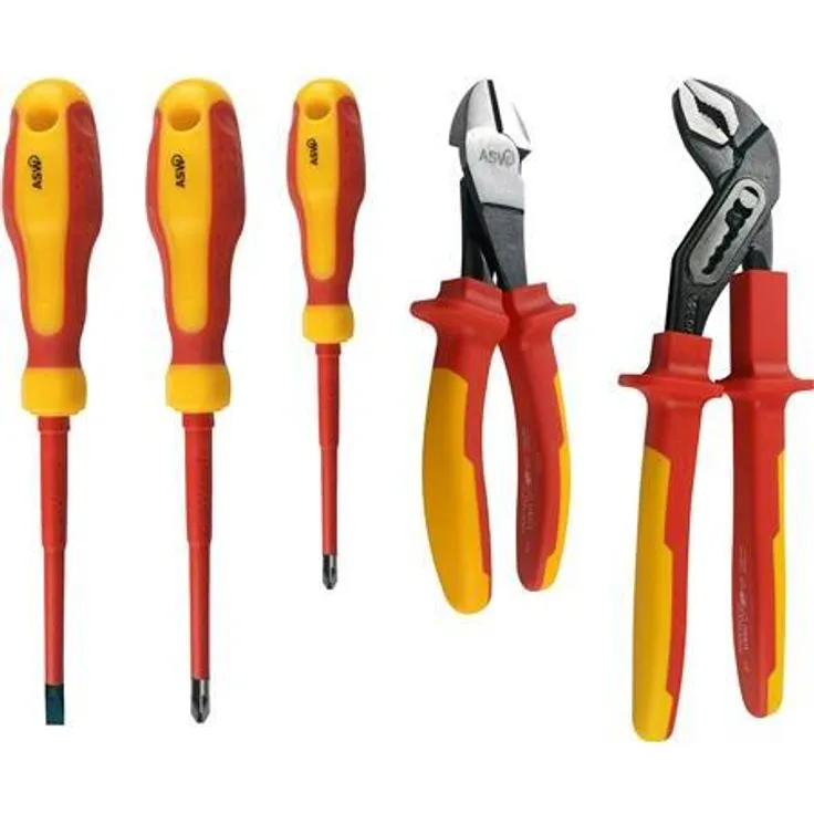 Csdk SL Zangenset, 5-teiliges Set mit 3 schlanken Schraubendrehern (SL/PZ), Wasserpumpenzange und Draht, 1000V
