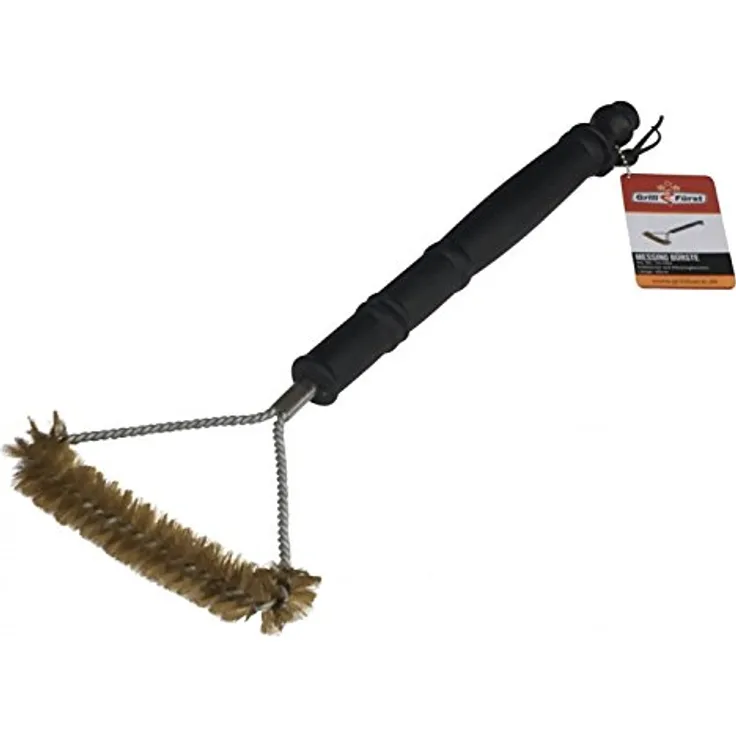 Grillfuerst Grillbürste mit Messing Borsten 39,5 cm - Grill Reinigungsbürste für Grillrost, Grillrost Bürste mit breitem 3-seitigen Bürstenkopf