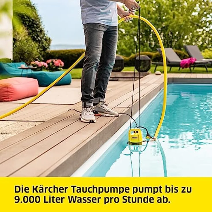 Kärcher Flachsaugende Tauchpumpe SP 9.000 Flat, Tauchpumpe für klares und leicht verschmutztes Wasser, mit Gleitringdichtung, klappbaren Standfüßen, 1"-, 1 1/4"- und 1 1/2"-Schlauchanschluss.Fatalf. – Bild 3