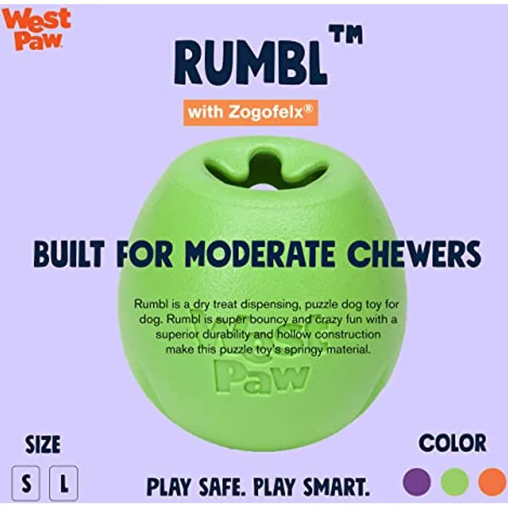 West Paw Dog Spielzeug Echo Rumbl S dschungelgrün 8cm