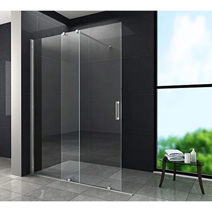 Glasdeals Schiebetür-Duschwand TRAVERSO, 140 x 200 cm, Sicherheitsglas, verchromtes Aluminiumprofil, leicht montierbar – Bild 1