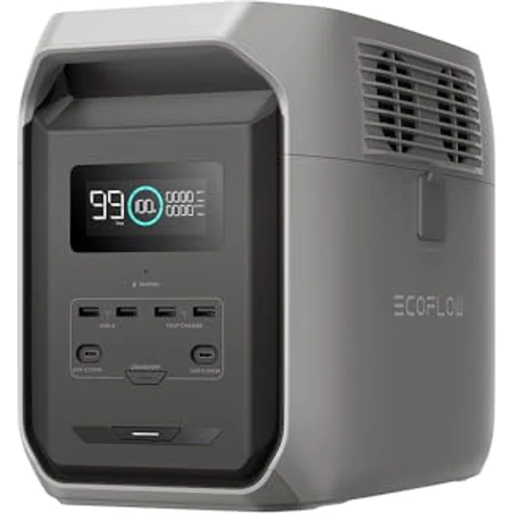 Ecoflow Powerstation Delta 3, mobile 1500 Wh Energiequelle in grau mit Schnellladetechnologie und erweiterbarer Kapazität – Bild 1