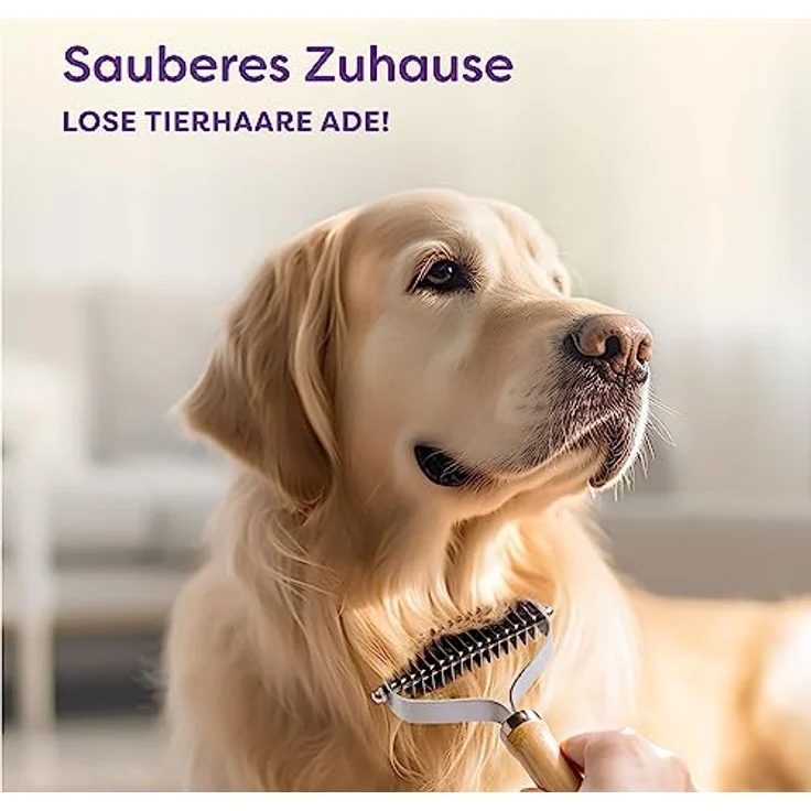 Hundebürste - Effektives Entfernen von Unterwolle - Nachhaltiges FSC-Holz - Weiche Pflege - Doppelseitige Fellbürste - Hunde & Katzen Bürste – Bild 2