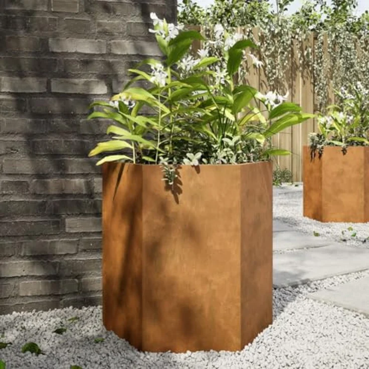 vidaXL Pflanzkübel 2 STK. Sechseckig 46x40x45 Cortenstahl, Witterungsbeständig, Viel Platz und Offener Boden – Bild 2