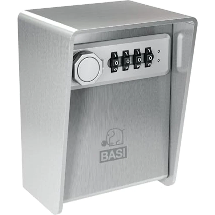 BASI | Schlüsselsafe mit Zahlenschloss aus 3 mm starkem Edelstahl, 4-stelliger individuell einstellbarer Zahlencode, für Innen- und Außenbereich geeignet, wetterfester Schlüsseltresor – Bild 1