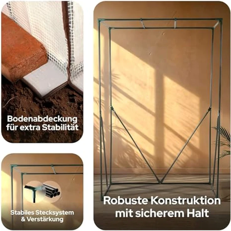 Arebos Tomatengewächshaus Foliengewächshaus | 100 x 50 x 150 cm | Stabile Konstruktion, optimale Belüftung | Gewächshausfolie, grün – Bild 5