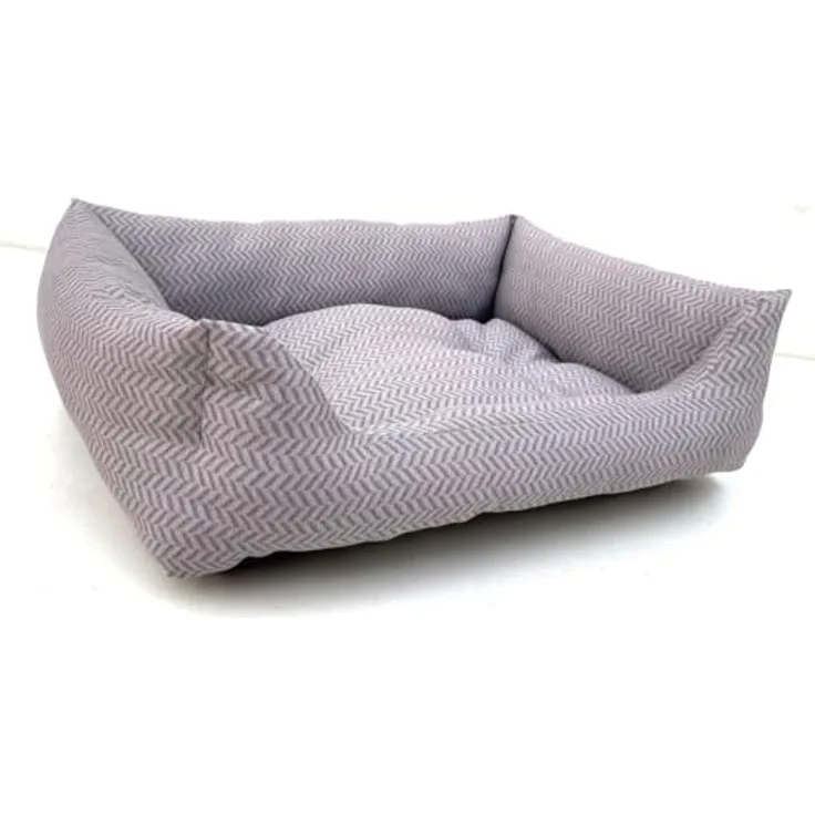 Ollesch Tierbett Hilde Silber 60 x 45 cm, Weiches Tierbett für Hunde und Katzen mit Einkuschelrand