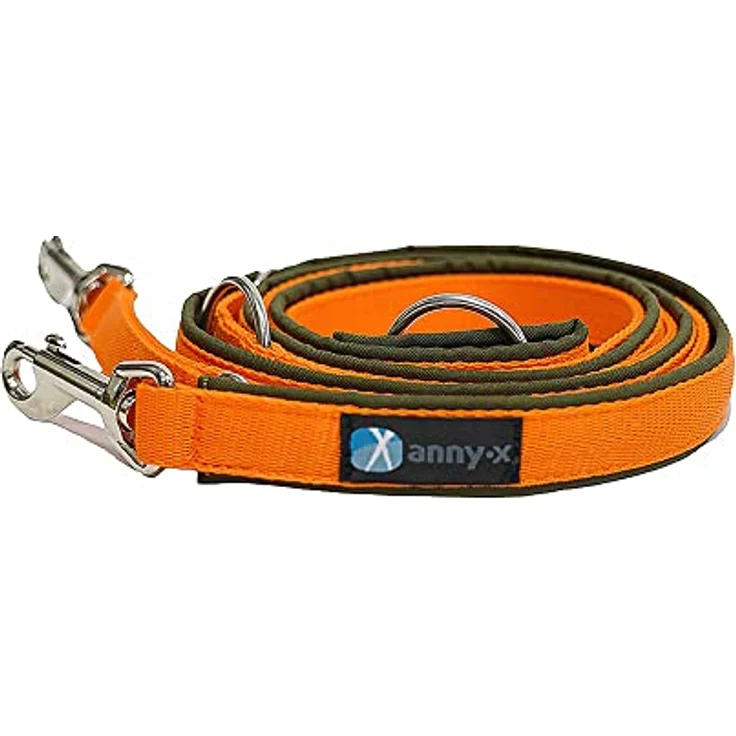 anny-x teilgepolsterte Führleine Classic Bolt Fun Oliv orange 3m – Bild 1
