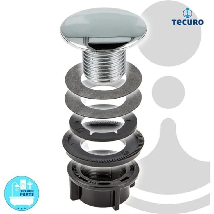 tecuro Hahnlochstopfen Deckrosette Ø 42 mm, verchromt mit Kunststoffmutter und KS-Klemmring – Bild 3