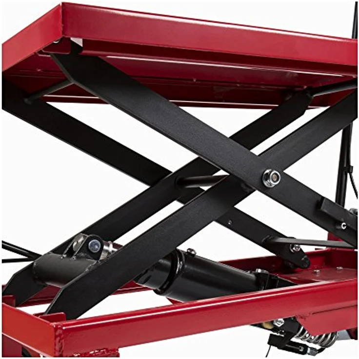 STIER Doppelscheren-Hubtischwagen, hydraulisch, Traglast bis 150 kg, Plattform 700x450 mm, Hubbereich 220-720 mm, klappbarer Bügel, Polyurethan-Bereifung – Bild 3