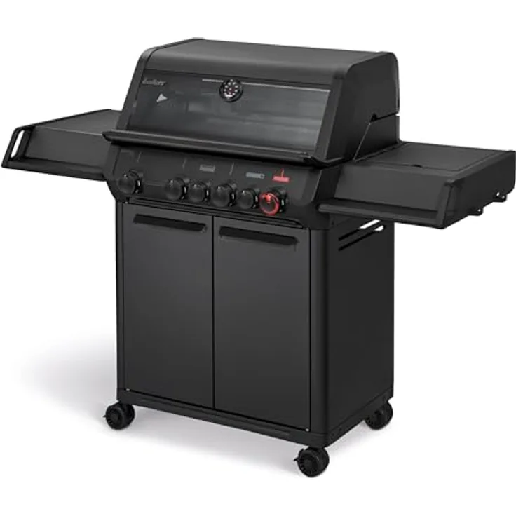 Enders® Monroe Pro 4 SIKR Turbo Shadow, Gasgrill mit 800 °C TURBO ZONE, Infrarot-Backburner und emailliertem Gussrost