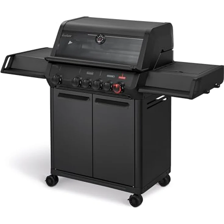 Enders® Monroe Pro 4 SIKR Turbo Shadow, Gasgrill mit 800 °C TURBO ZONE, Infrarot-Backburner und emailliertem Gussrost