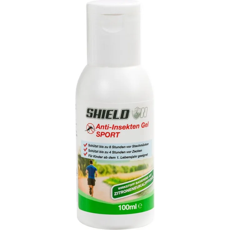Shield On Insektenspray Sport Gel 100 ml, schützt vor Mücken und Zecken bis zu 8 Stunden, kühlend mit Zitroneneukalyptusöl