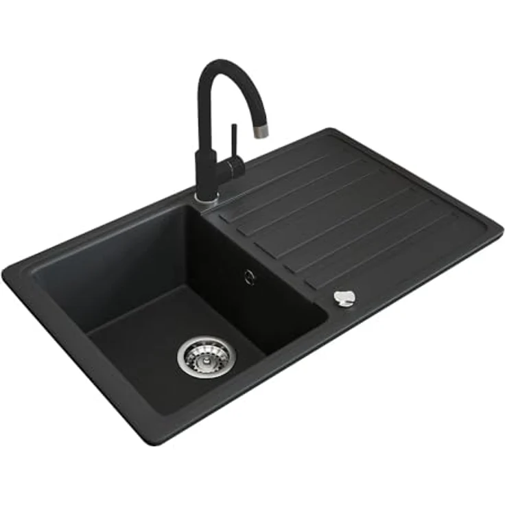 Bergström Spülbecken Schwarz 77 x 46 cm mit Trockenplatz – Bild 1