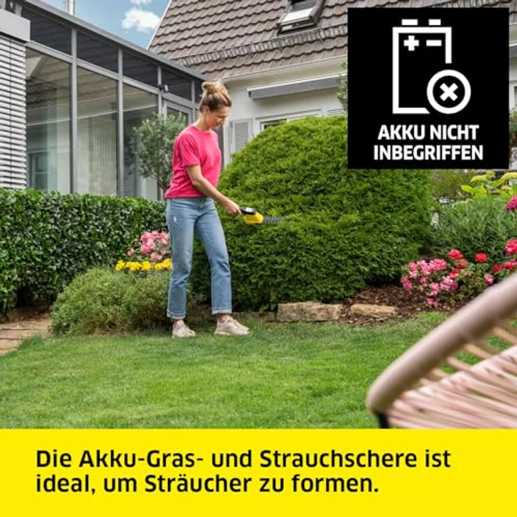 Kärcher GSH 4-4 Plus, Akkubetriebene 2-in-1 Heckenschere mit 11 cm Strauchmesser und 8 cm Grasmesser, Gelb/Schwarz – Bild 2