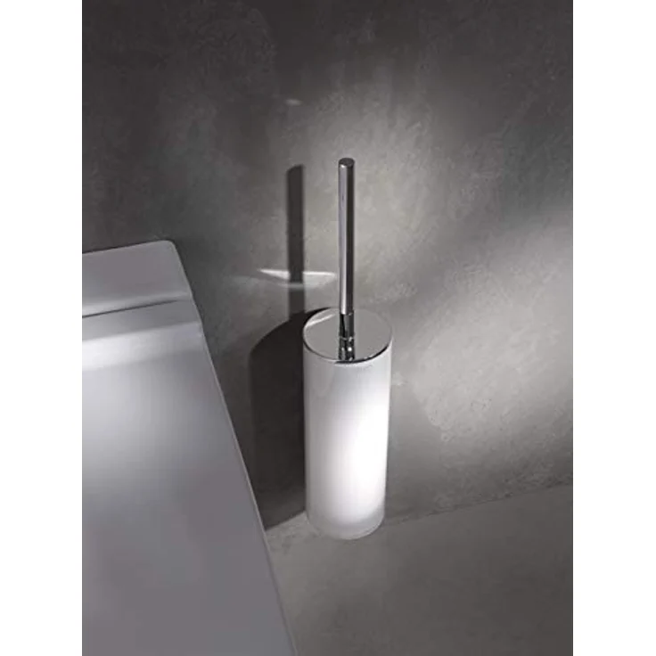 KEUCO Toilettenbürsten-Garnitur aus Kristall-Glas matt und Metall chrom, Wandmontage, WC-Bürste mit Halterung für Bad und Gäste-WC, Edition 400 – Bild 2